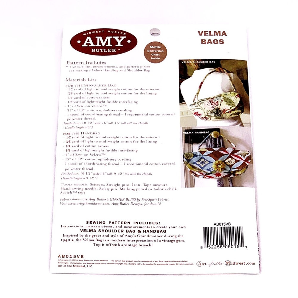 Amy Butler Velma Bags Sewing Pattern NEW/Uncut - Picture 2 of 2